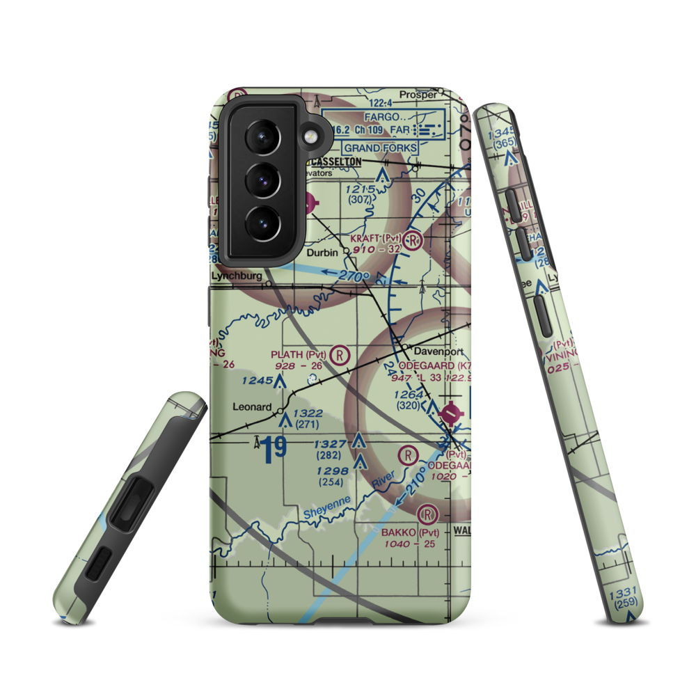 Plath Farms Airport (34ND) VFR Sectional Samsung Phone Case Samsung Galaxy S21 model shown