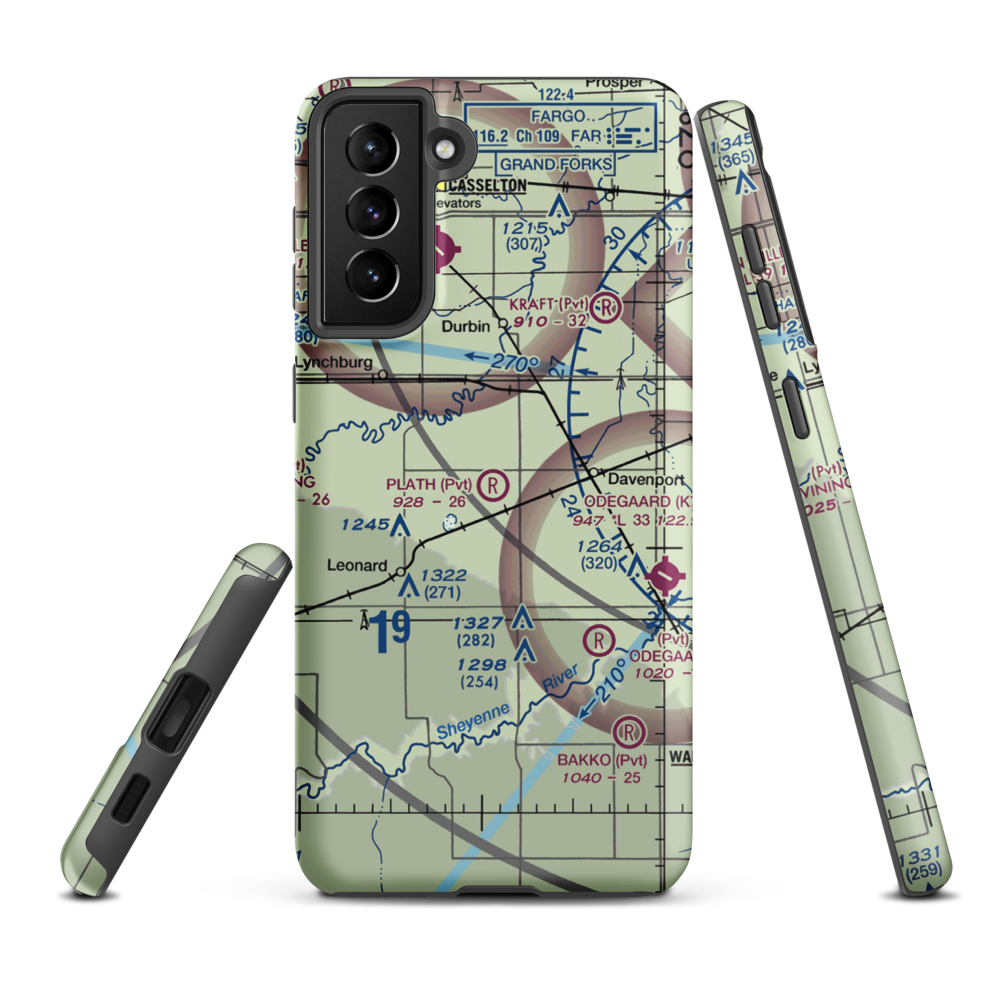 Plath Farms Airport (34ND) VFR Sectional Samsung Phone Case Samsung Galaxy S21 Plus model shown