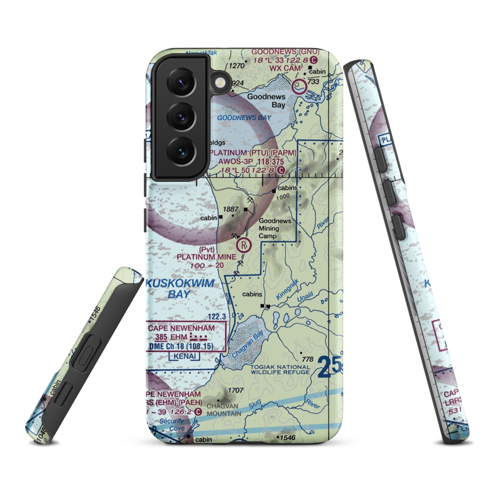 Platinum Mine Airport (6AK1) VFR Sectional Samsung Phone Case Samsung Galaxy S22 Plus model shown