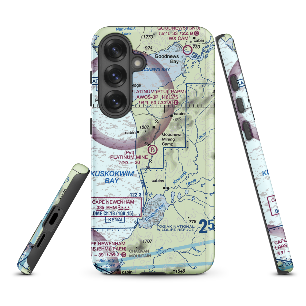 Platinum Mine Airport (6AK1) VFR Sectional Samsung Phone Case Samsung Galaxy S25 Plus model shown