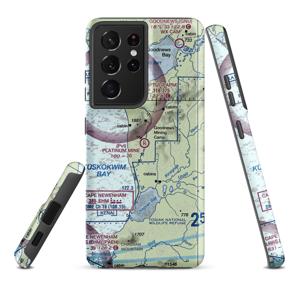 Platinum Mine Airport (6AK1) VFR Sectional Samsung Phone Case Samsung Galaxy S21 Ultra model shown