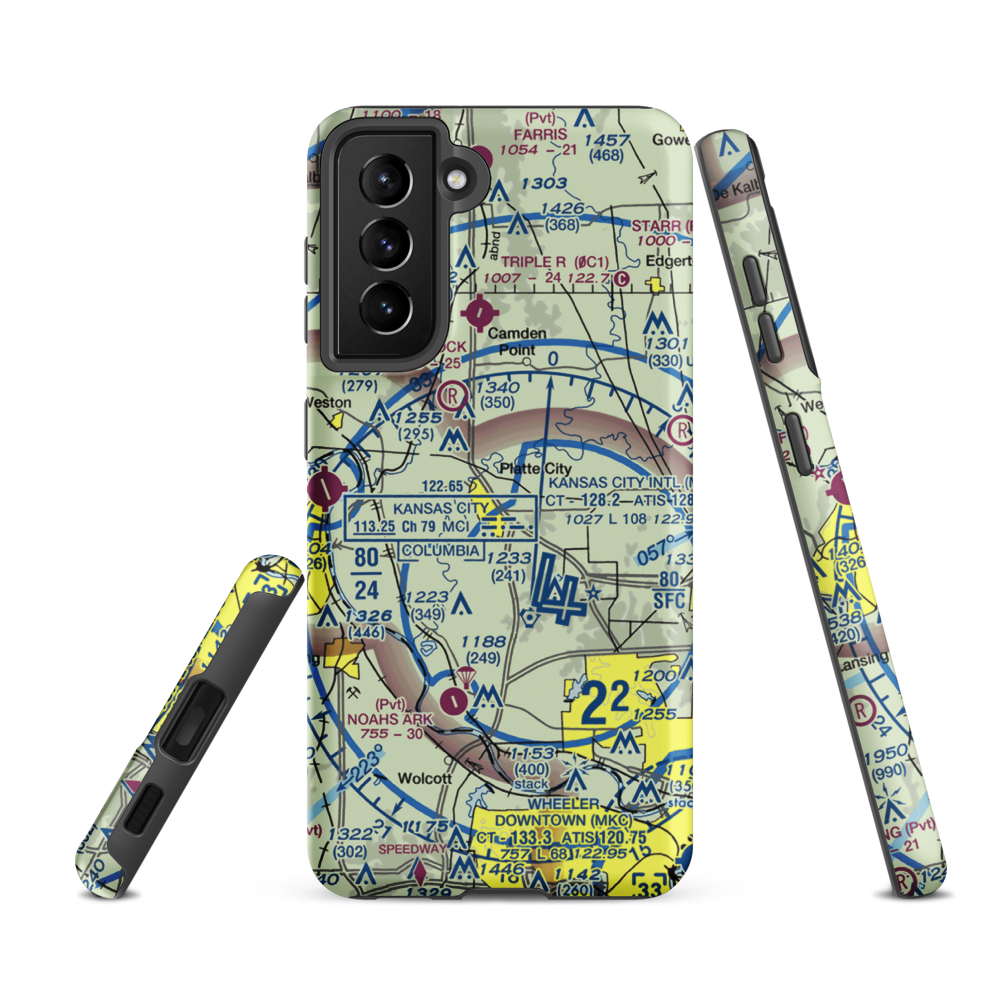 Platte Valley Airport (MU97) VFR Sectional Samsung Phone Case Samsung Galaxy S21 FE model shown