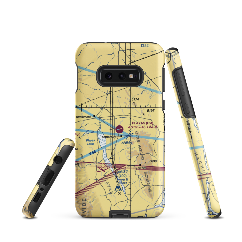 Playas Air Strip (NM86) VFR Sectional Samsung Phone Case Samsung Galaxy S10e model shown