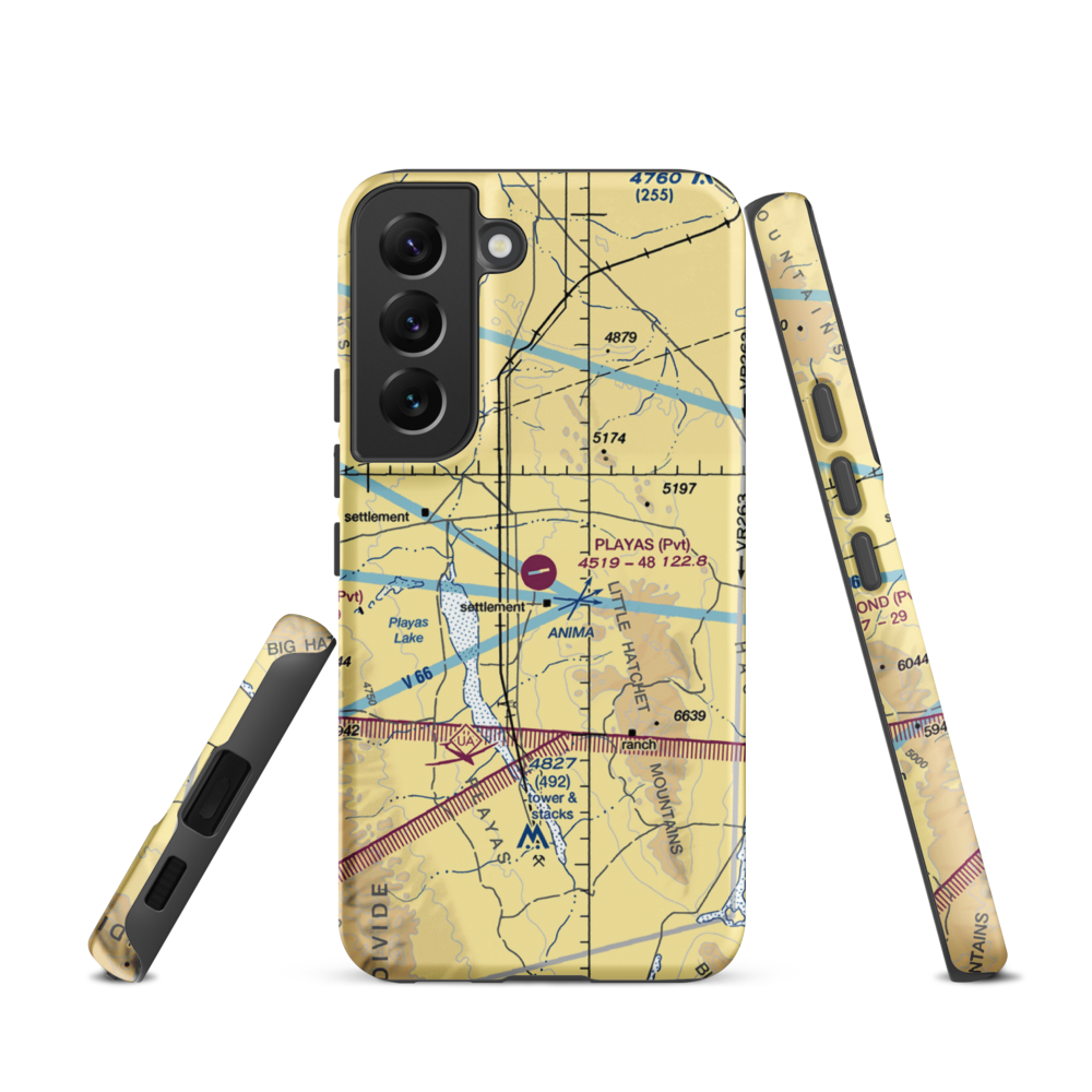 Playas Air Strip (NM86) VFR Sectional Samsung Phone Case Samsung Galaxy S22 model shown