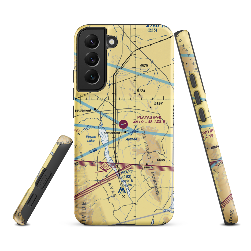 Playas Air Strip (NM86) VFR Sectional Samsung Phone Case Samsung Galaxy S22 Plus model shown