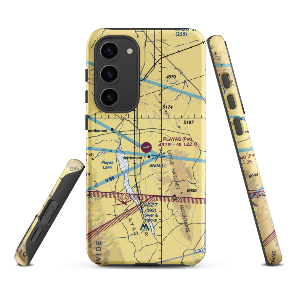 Playas Air Strip (NM86) VFR Sectional Samsung Phone Case Samsung Galaxy S23 Plus model shown