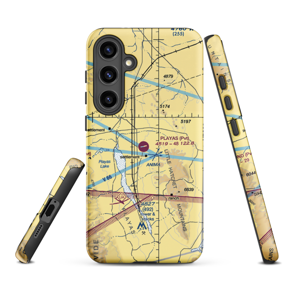 Playas Air Strip (NM86) VFR Sectional Samsung Phone Case Samsung Galaxy S24 Plus model shown