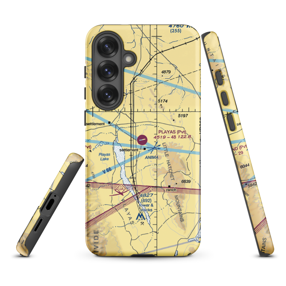 Playas Air Strip (NM86) VFR Sectional Samsung Phone Case Samsung Galaxy S25 Plus model shown