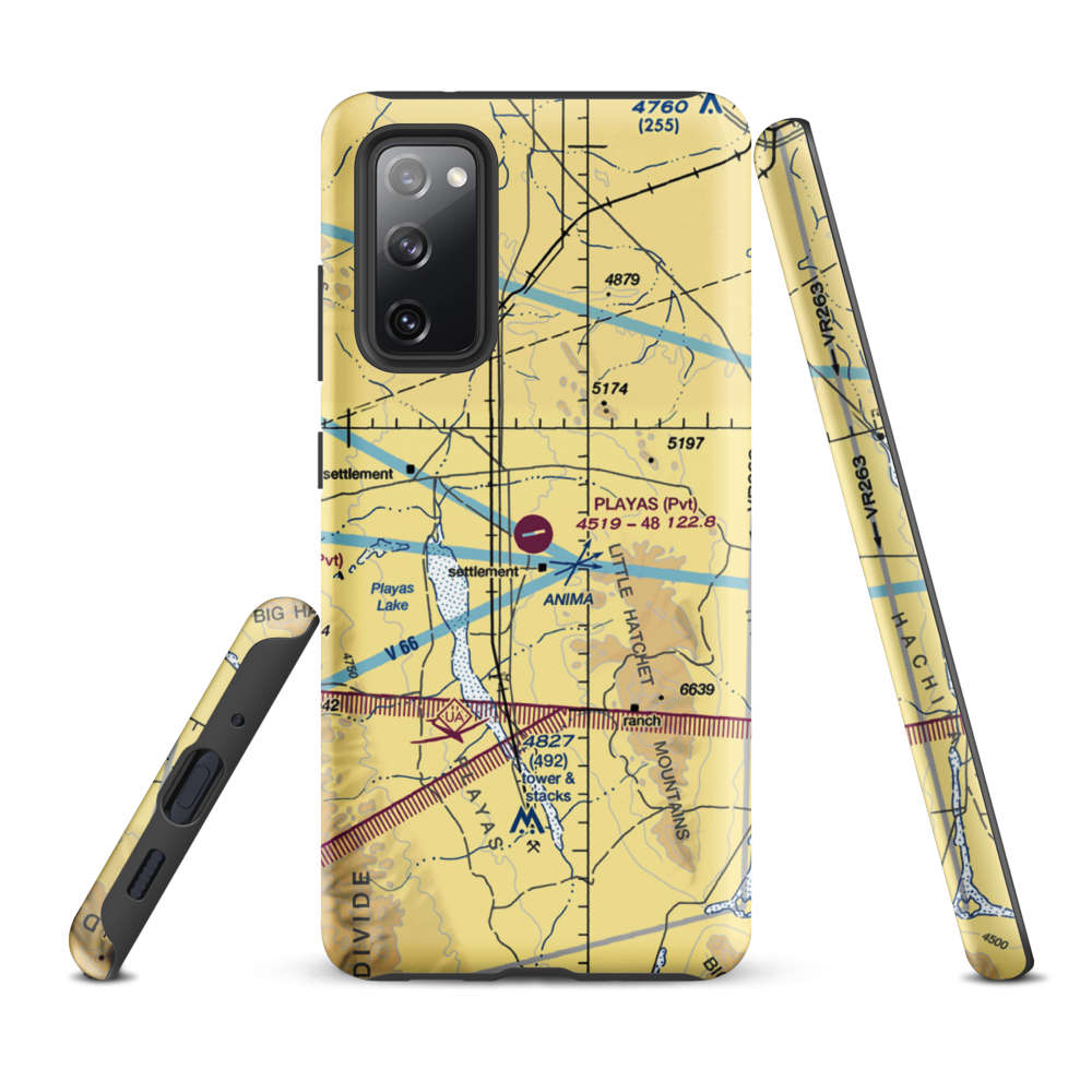 Playas Air Strip (NM86) VFR Sectional Samsung Phone Case Samsung Galaxy S20 FE model shown