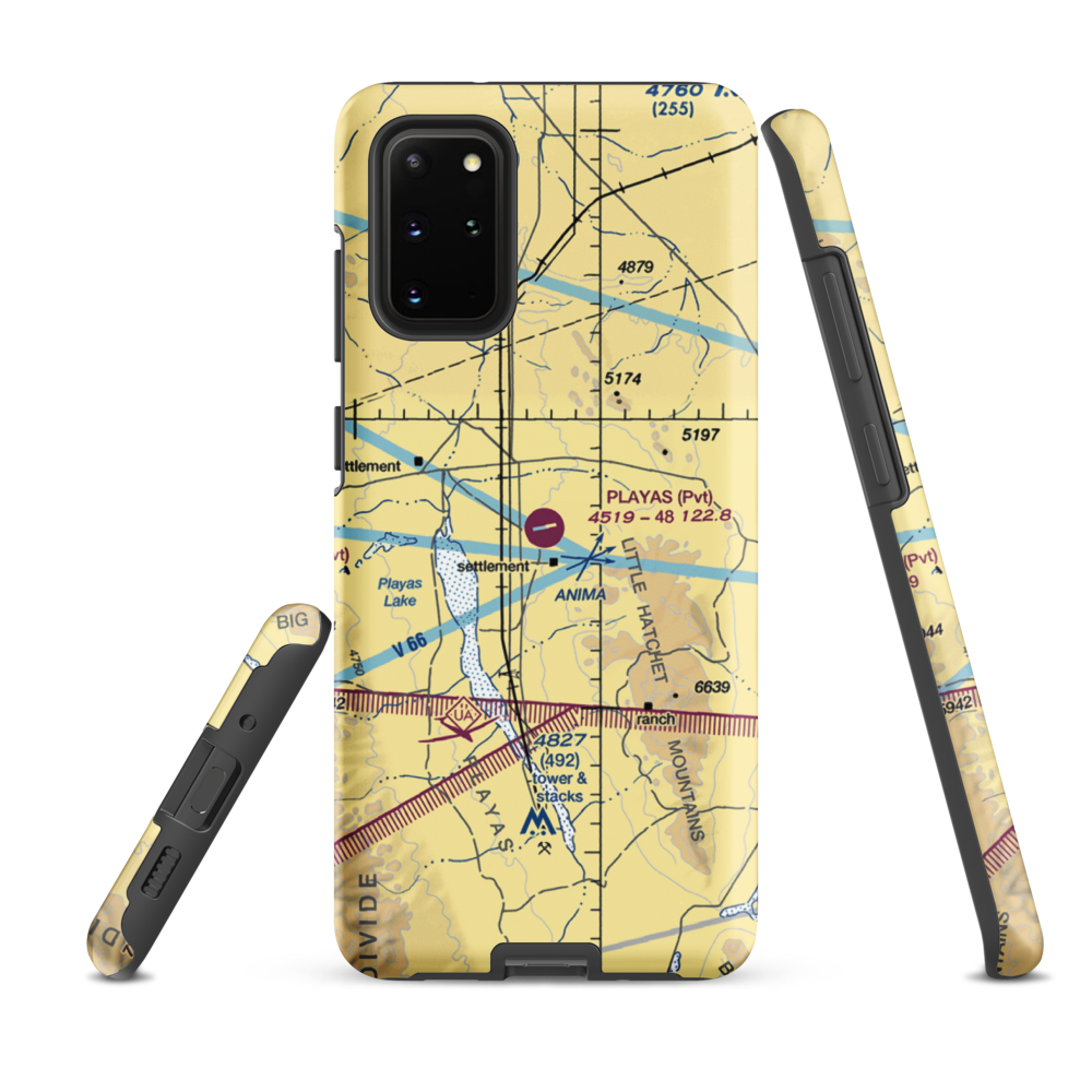 Playas Air Strip (NM86) VFR Sectional Samsung Phone Case Samsung Galaxy S20 Plus model shown