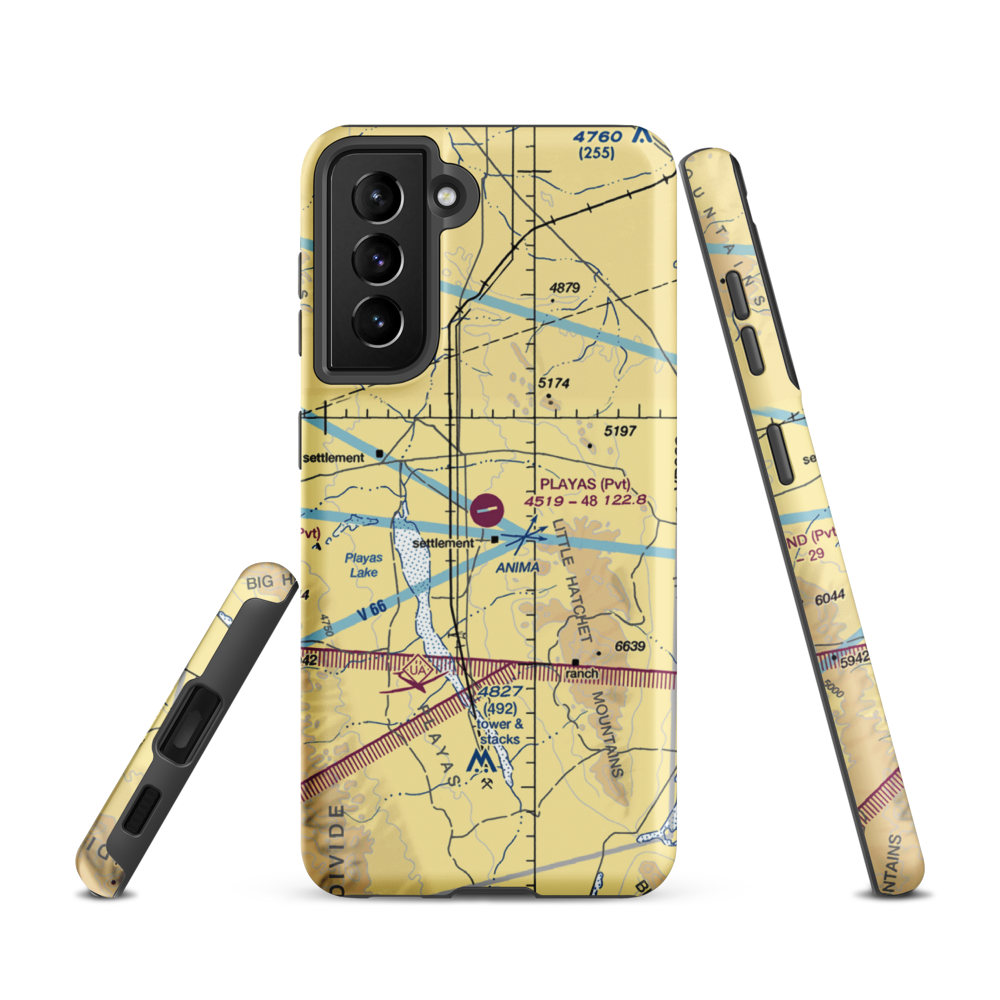Playas Air Strip (NM86) VFR Sectional Samsung Phone Case Samsung Galaxy S21 model shown