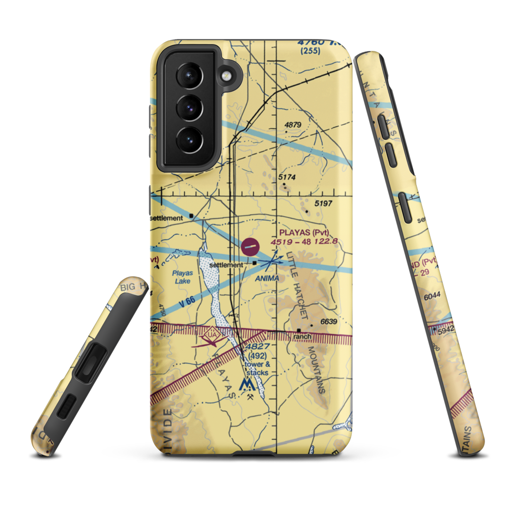 Playas Air Strip (NM86) VFR Sectional Samsung Phone Case Samsung Galaxy S21 FE model shown
