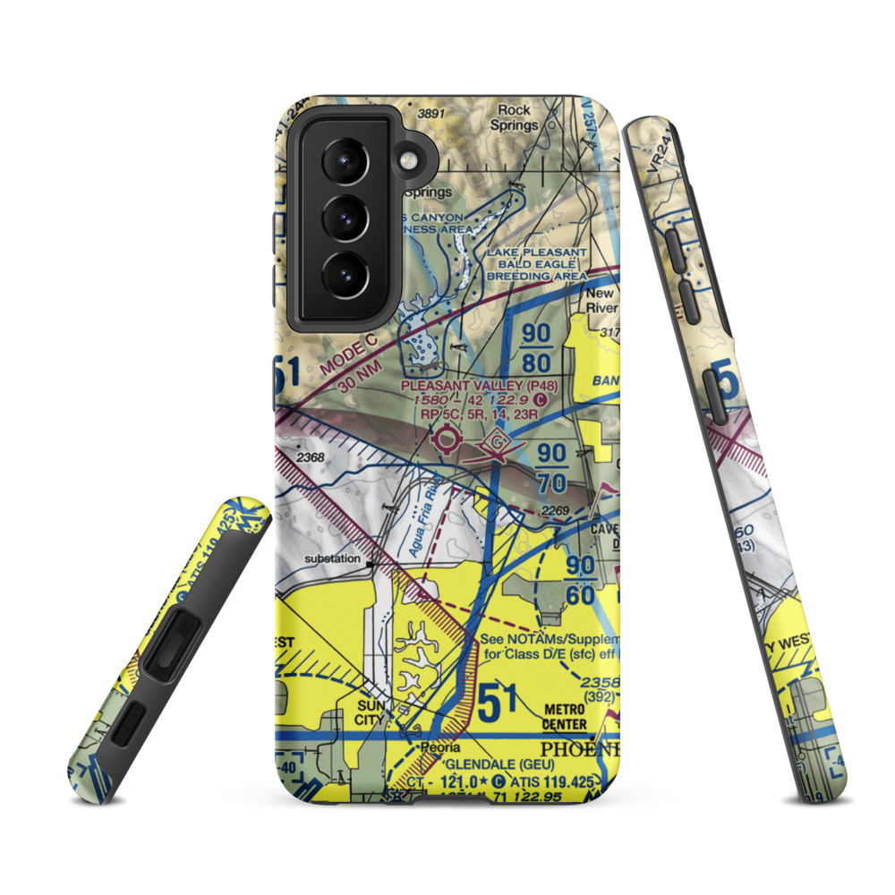 Pleasant Valley Airport (P48) VFR Sectional Samsung Phone Case Samsung Galaxy S21 FE model shown