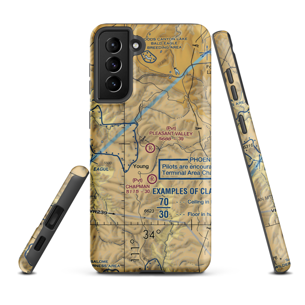 Pleasant Valley Airstrip (24AZ) VFR Sectional Samsung Phone Case Samsung Galaxy S21 FE model shown