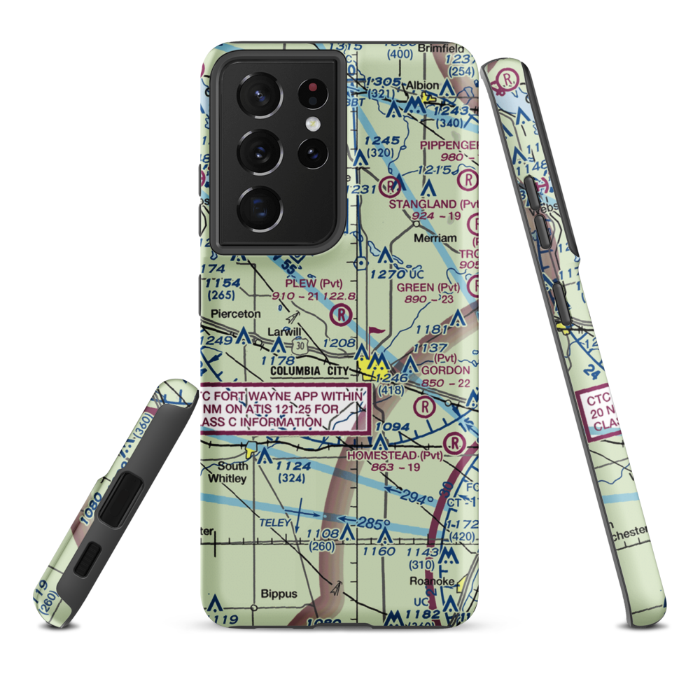 Plew Airport (IN71) VFR Sectional Samsung Phone Case Samsung Galaxy S21 Ultra model shown