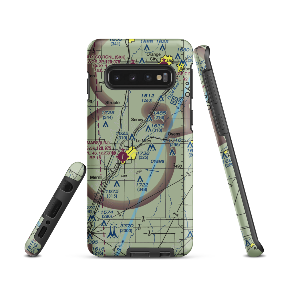 Plueger Airfield (12IA) VFR Sectional Samsung Phone Case Samsung Galaxy S10 model shown