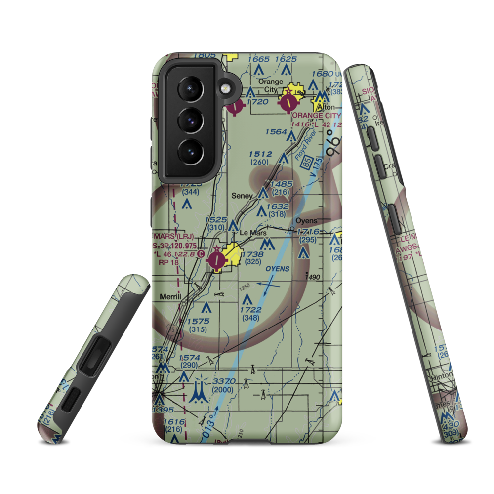 Plueger Airfield (12IA) VFR Sectional Samsung Phone Case Samsung Galaxy S21 FE model shown