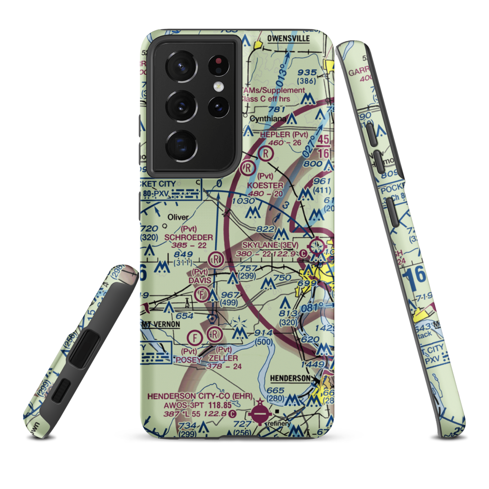Plugger Airport (IN36) VFR Sectional Samsung Phone Case Samsung Galaxy S21 Plus model shown