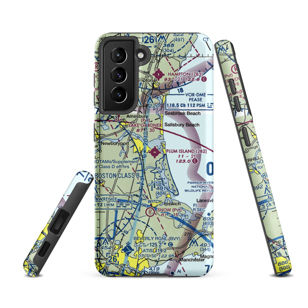 Plum Island Airport (2B2) VFR Sectional Samsung Phone Case Samsung Galaxy S21 FE model shown