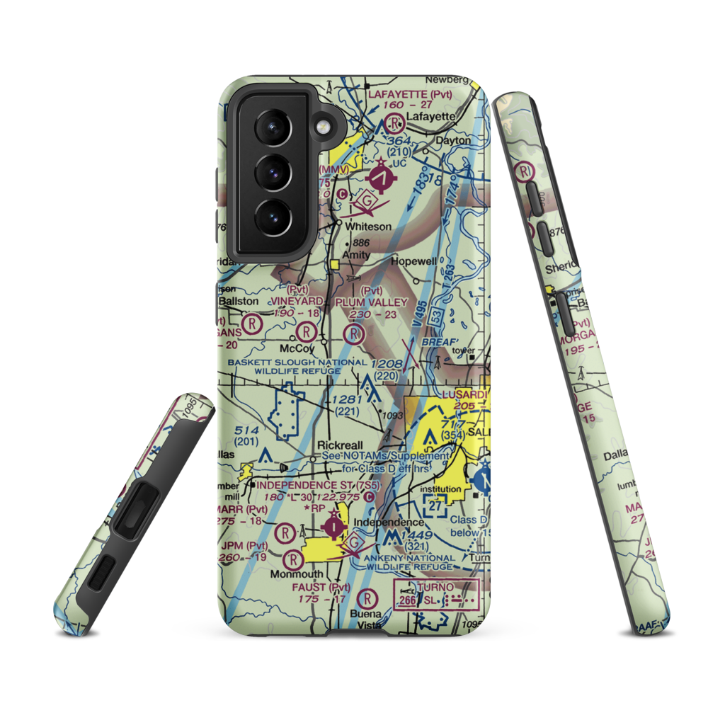 Plum Valley Airport (64OR) VFR Sectional Samsung Phone Case Samsung Galaxy S21 FE model shown
