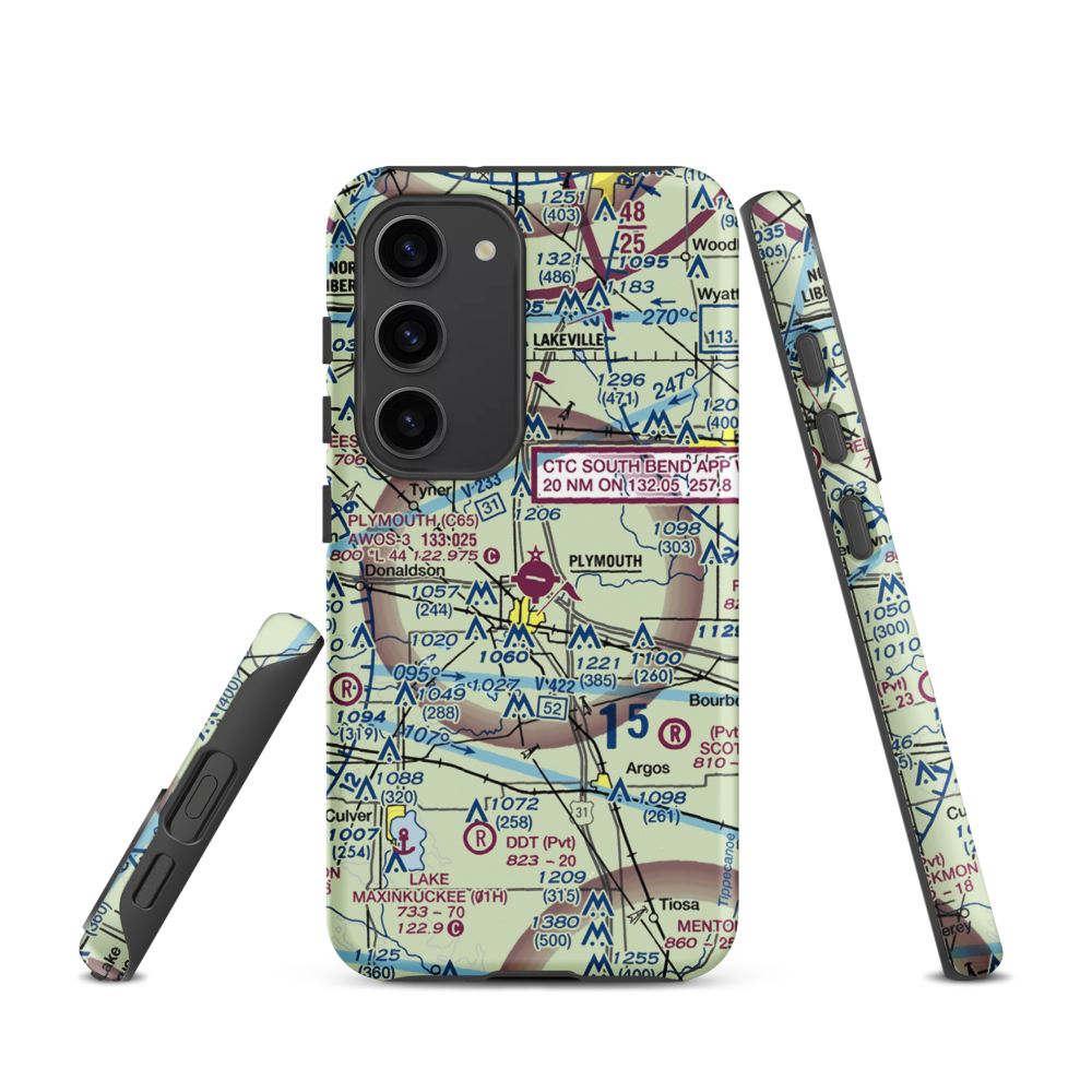 Plymouth Municipal Airport (C65) VFR Sectional Samsung Phone Case Samsung Galaxy S23 model shown