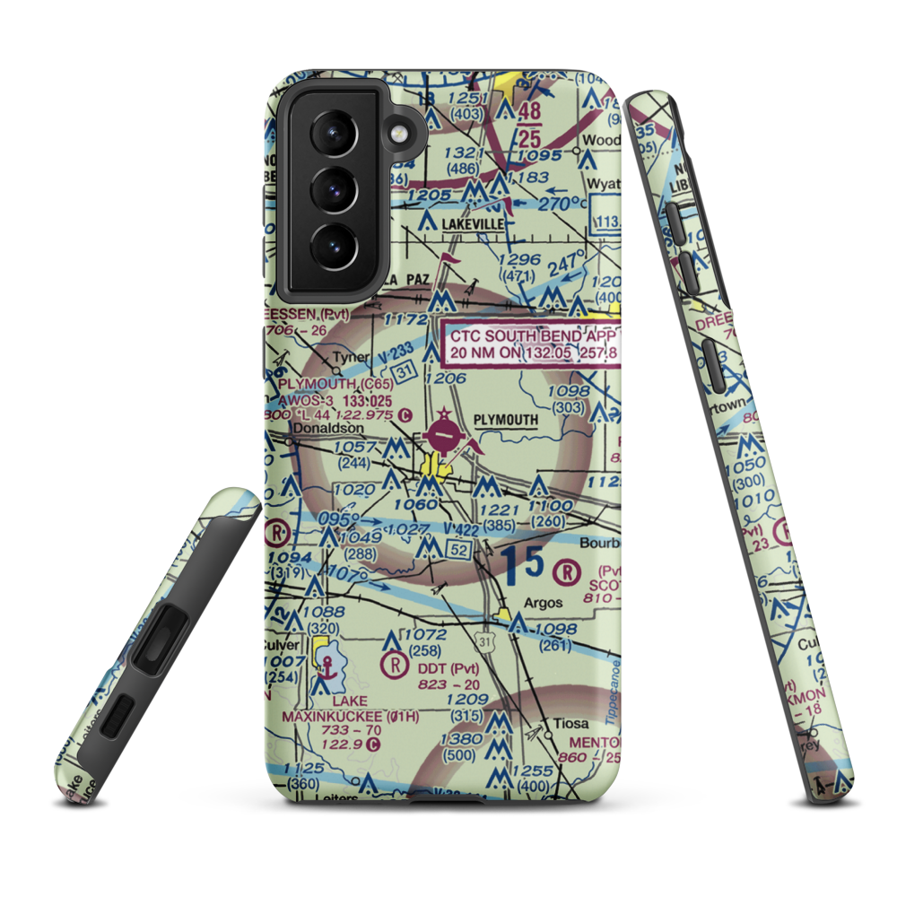 Plymouth Municipal Airport (C65) VFR Sectional Samsung Phone Case Samsung Galaxy S21 Plus model shown