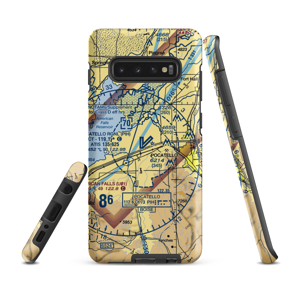 Pocatello Regional Airport (PIH) VFR Sectional Samsung Phone Case Samsung Galaxy S10 Plus model shown