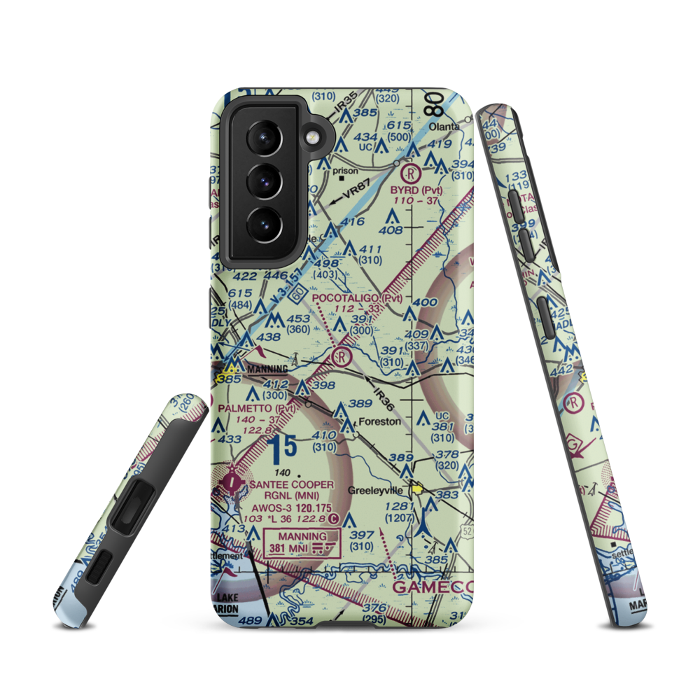 Pocotaligo Airport (SC38) VFR Sectional Samsung Phone Case Samsung Galaxy S21 model shown