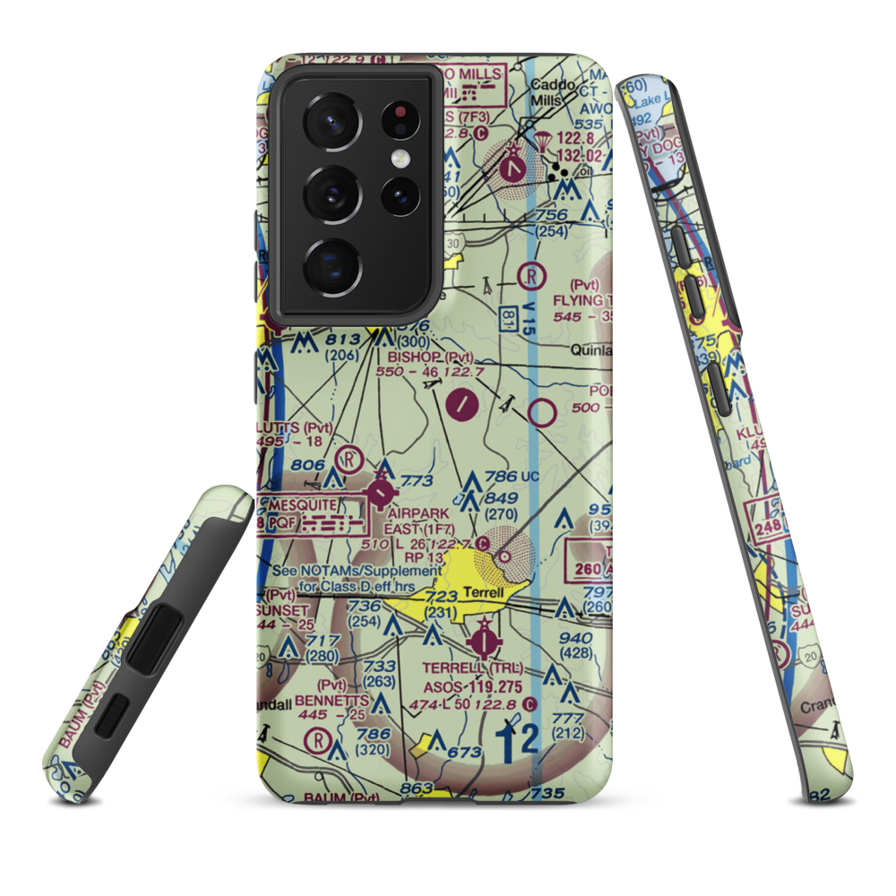 Poetry Landing Airport (33XA) VFR Sectional Samsung Phone Case Samsung Galaxy S21 Ultra model shown