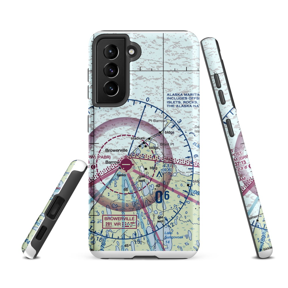 Point Barrow LRRS Airstrip (US-0252) VFR Sectional Samsung Phone Case Samsung Galaxy S21 FE model shown