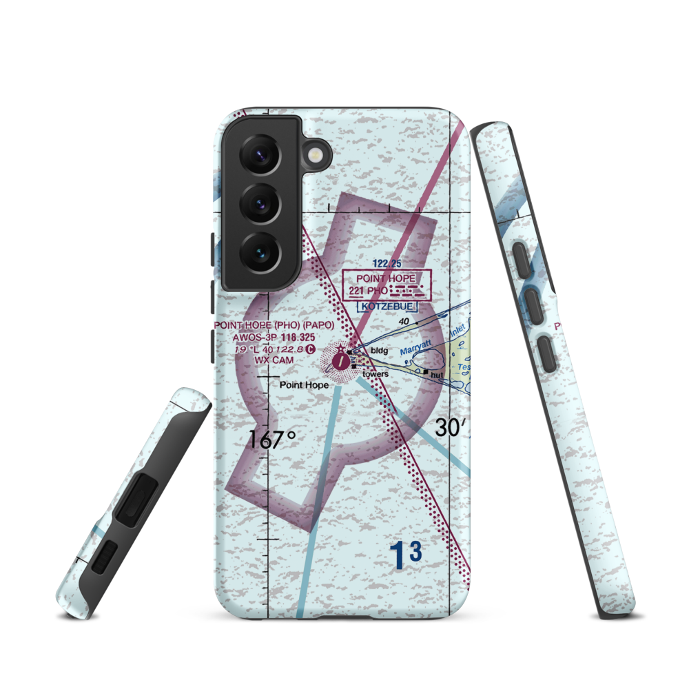 Point Hope Airport (PHO) VFR Sectional Samsung Phone Case Samsung Galaxy S22 model shown