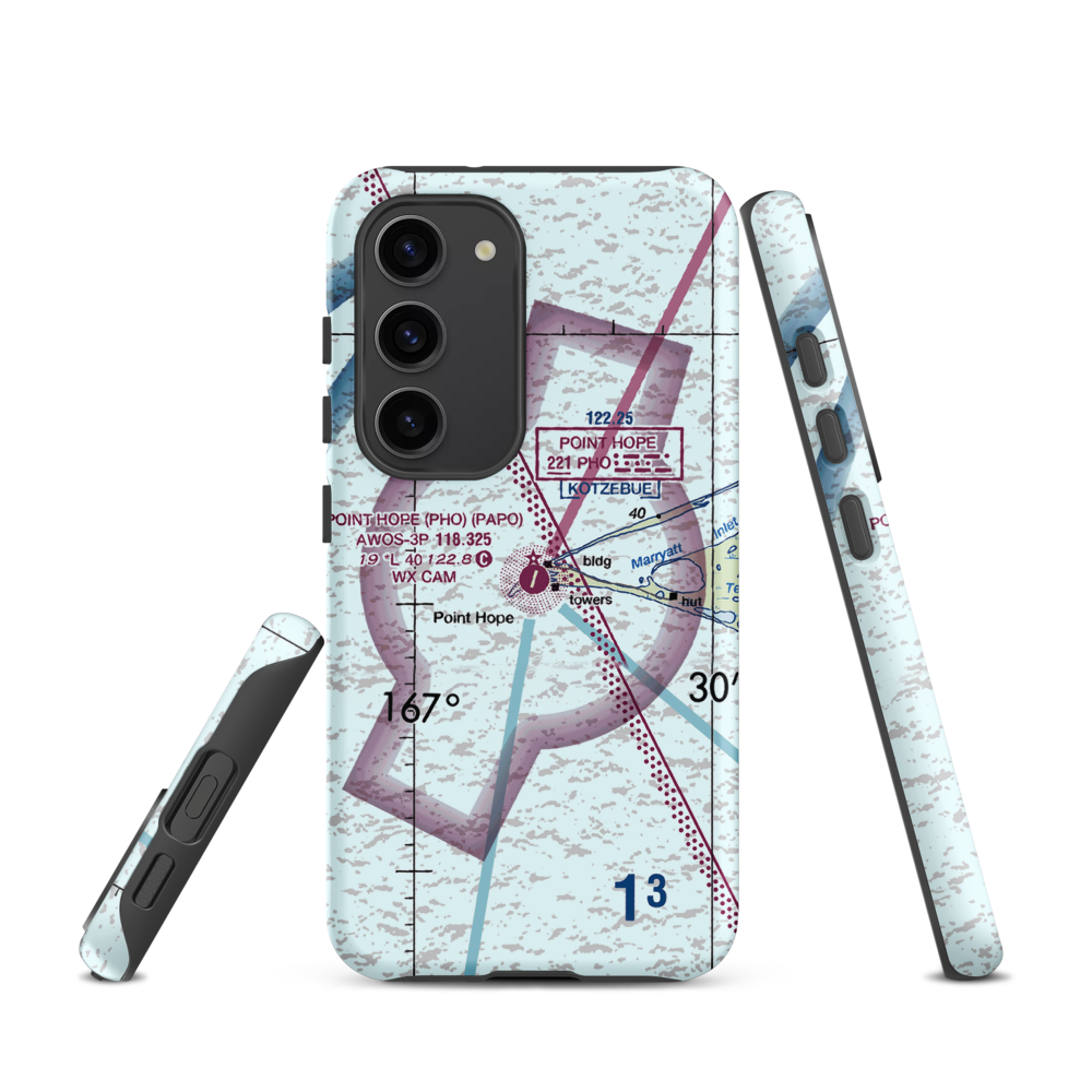Point Hope Airport (PHO) VFR Sectional Samsung Phone Case Samsung Galaxy S23 model shown