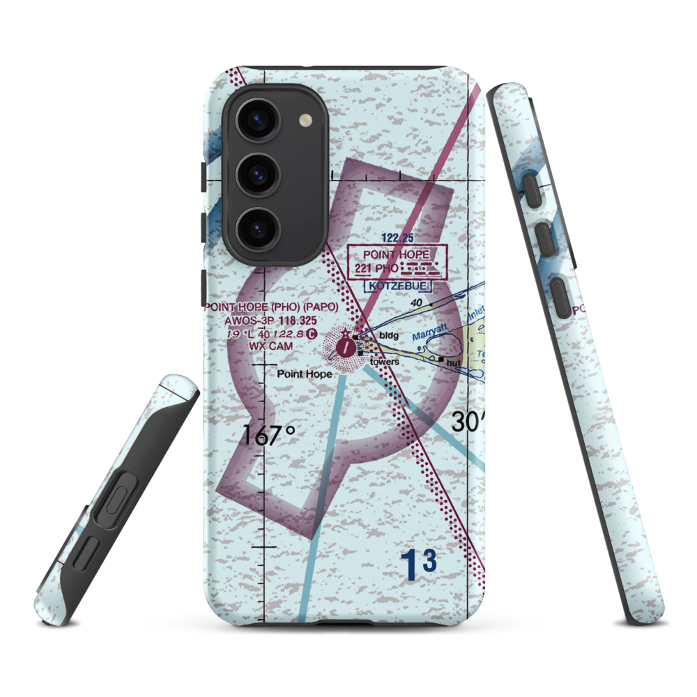 Point Hope Airport (PHO) VFR Sectional Samsung Phone Case Samsung Galaxy S23 Plus model shown