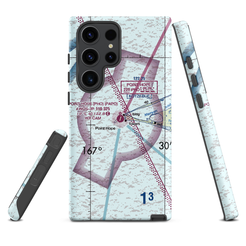Point Hope Airport (PHO) VFR Sectional Samsung Phone Case Samsung Galaxy S23 Ultra model shown