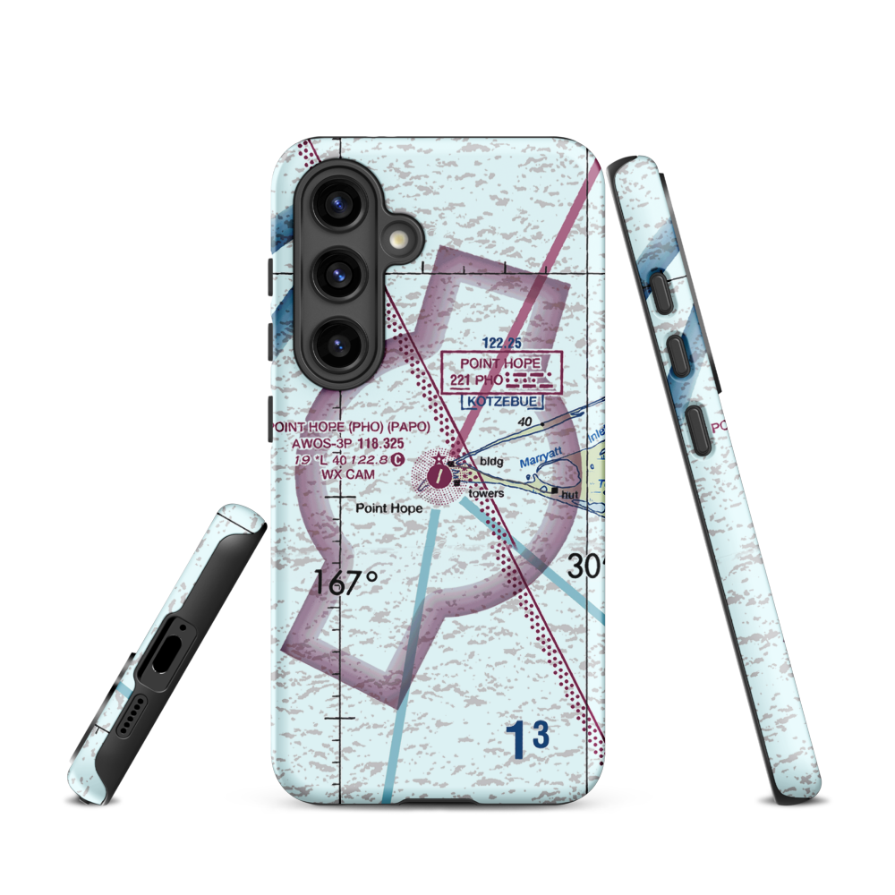 Point Hope Airport (PHO) VFR Sectional Samsung Phone Case Samsung Galaxy S24 model shown