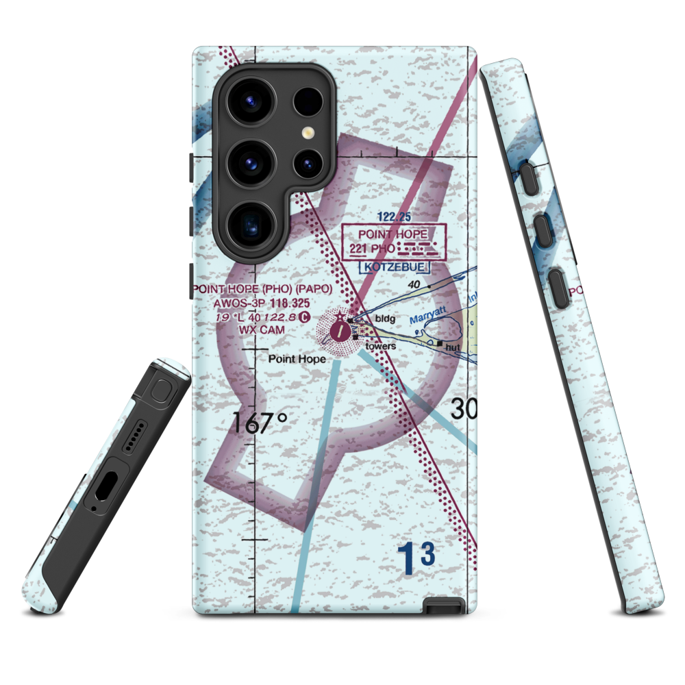 Point Hope Airport (PHO) VFR Sectional Samsung Phone Case Samsung Galaxy S24 Ultra model shown