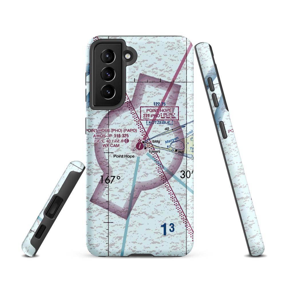 Point Hope Airport (PHO) VFR Sectional Samsung Phone Case Samsung Galaxy S21 model shown