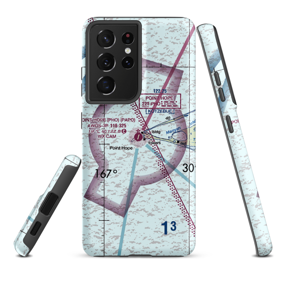 Point Hope Airport (PHO) VFR Sectional Samsung Phone Case Samsung Galaxy S21 Ultra model shown