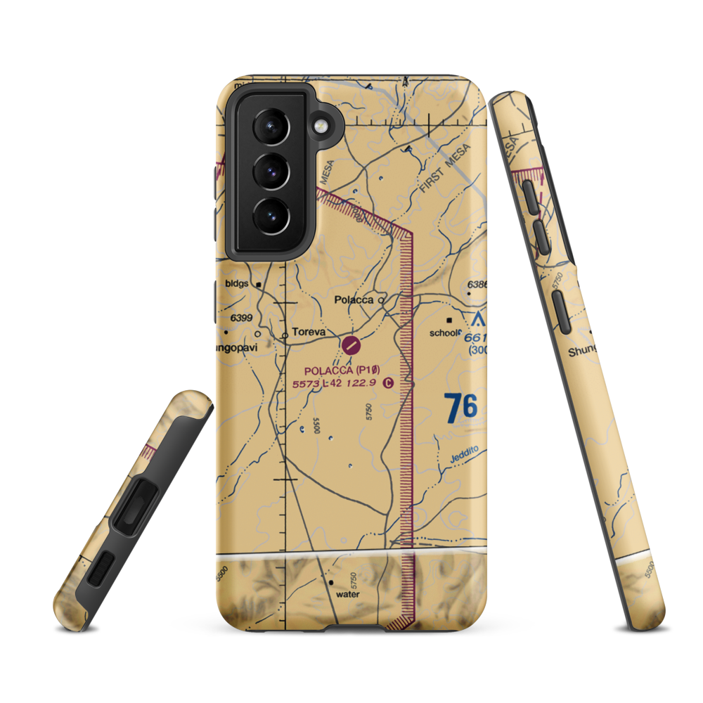 Polacca Airport (P10) VFR Sectional Samsung Phone Case Samsung Galaxy S21 FE model shown