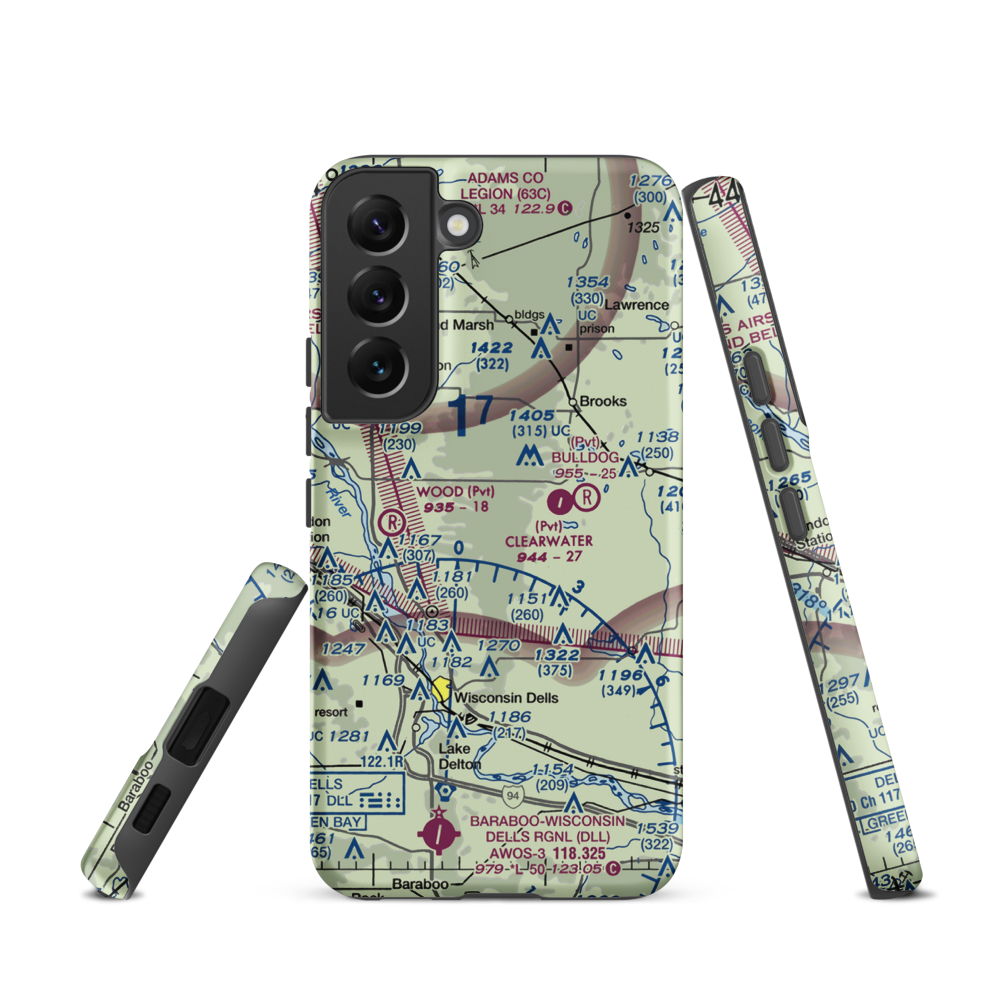 Polish Paradise Airport (WS02) VFR Sectional Samsung Phone Case Samsung Galaxy S22 model shown