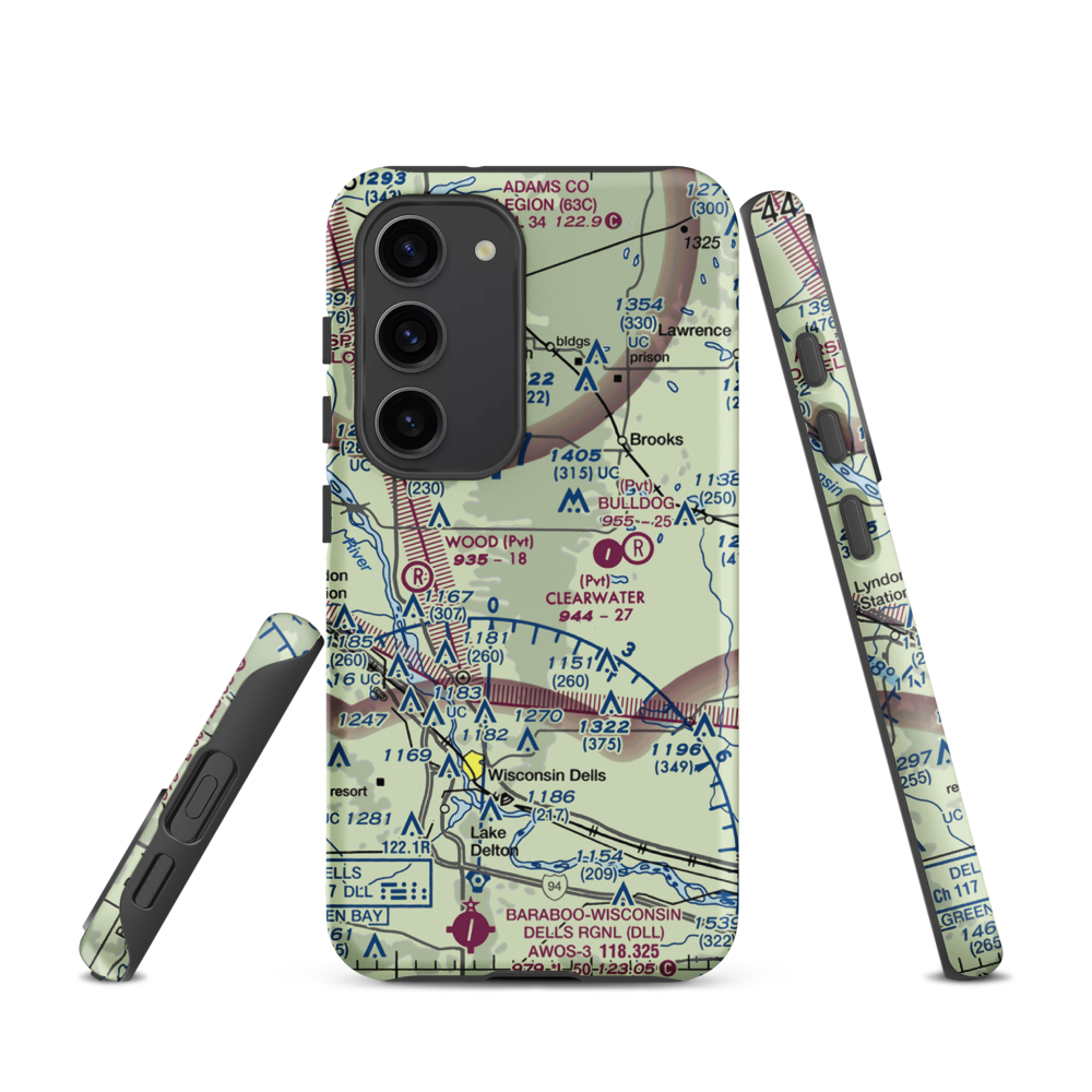 Polish Paradise Airport (WS02) VFR Sectional Samsung Phone Case Samsung Galaxy S23 model shown