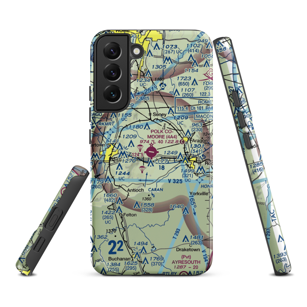 Polk County Airport- Cornelius Moore Field (4A4) VFR Sectional Samsung Phone Case Samsung Galaxy S22 Plus model shown