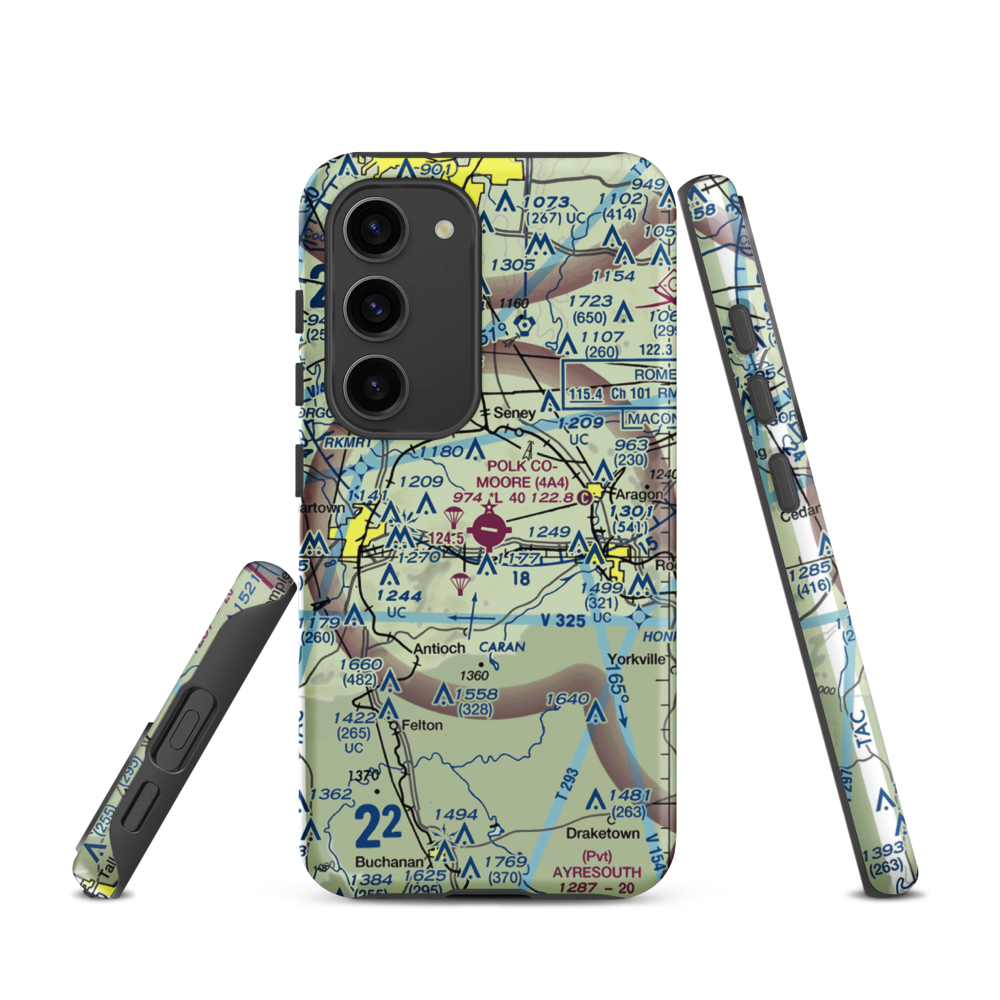 Polk County Airport- Cornelius Moore Field (4A4) VFR Sectional Samsung Phone Case Samsung Galaxy S23 model shown