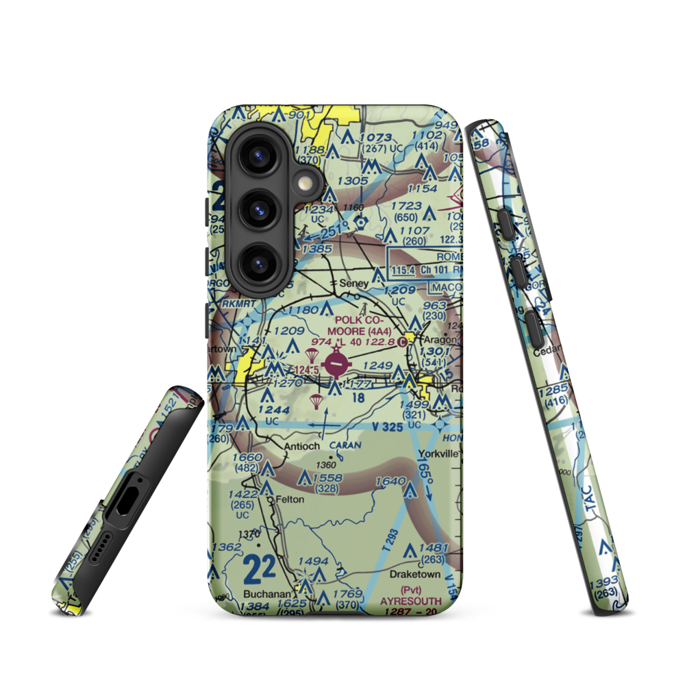 Polk County Airport- Cornelius Moore Field (4A4) VFR Sectional Samsung Phone Case Samsung Galaxy S24 model shown