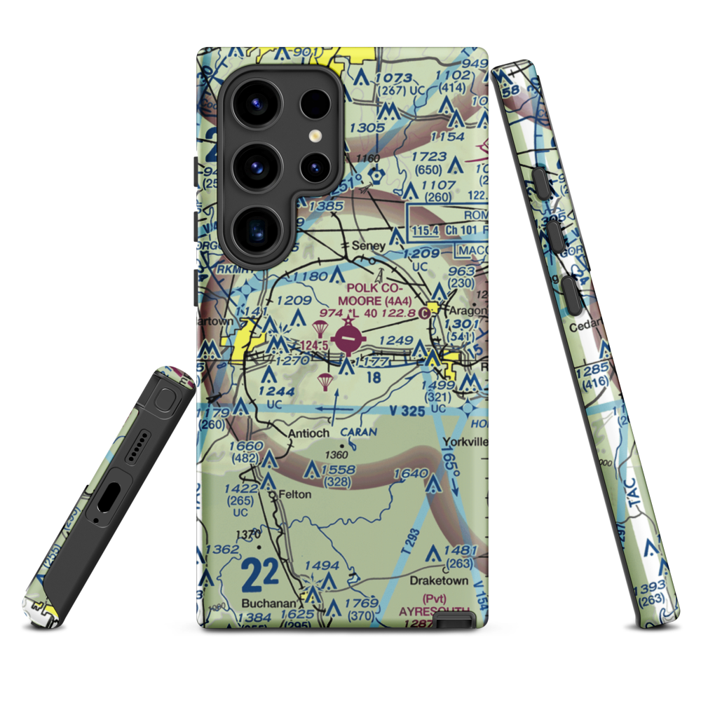 Polk County Airport- Cornelius Moore Field (4A4) VFR Sectional Samsung Phone Case Samsung Galaxy S24 Ultra model shown