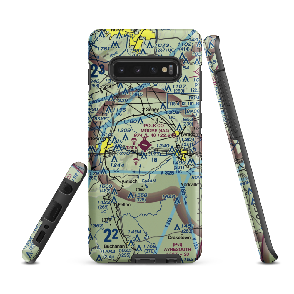 Polk County Airport- Cornelius Moore Field (4A4) VFR Sectional Samsung Phone Case Samsung Galaxy S10 Plus model shown