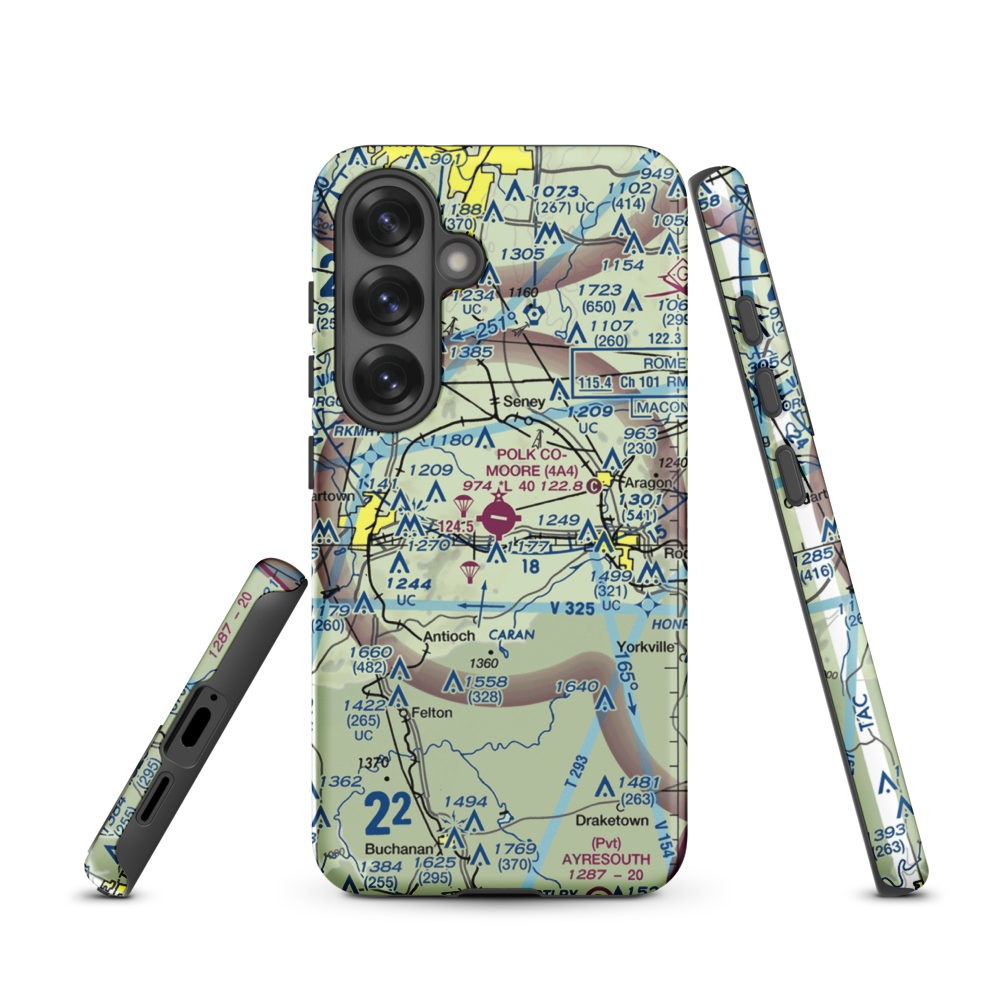 Polk County Airport- Cornelius Moore Field (4A4) VFR Sectional Samsung Phone Case Samsung Galaxy S25 model shown