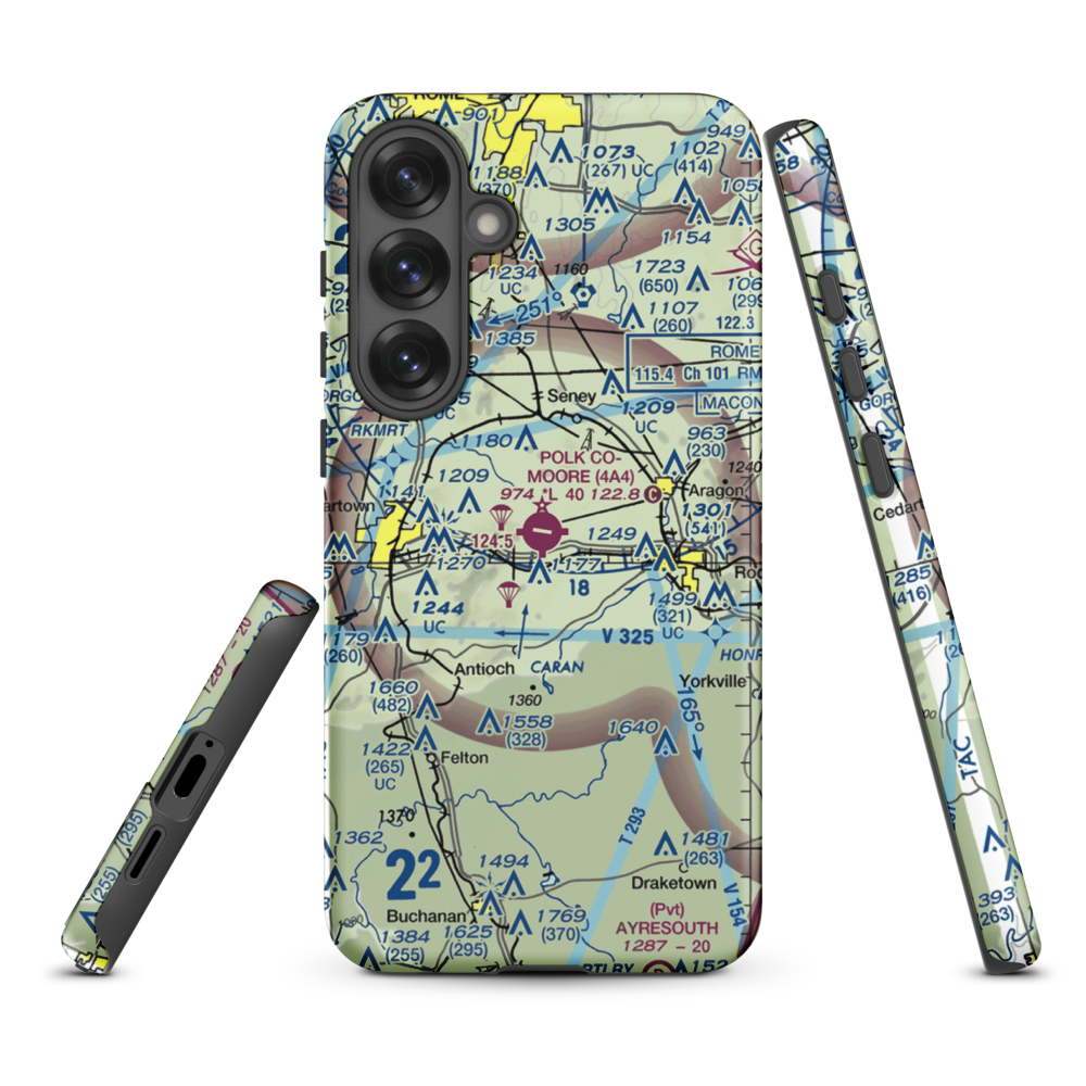 Polk County Airport- Cornelius Moore Field (4A4) VFR Sectional Samsung Phone Case Samsung Galaxy S25 Plus model shown