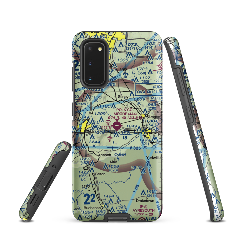 Polk County Airport- Cornelius Moore Field (4A4) VFR Sectional Samsung Phone Case Samsung Galaxy S20 model shown
