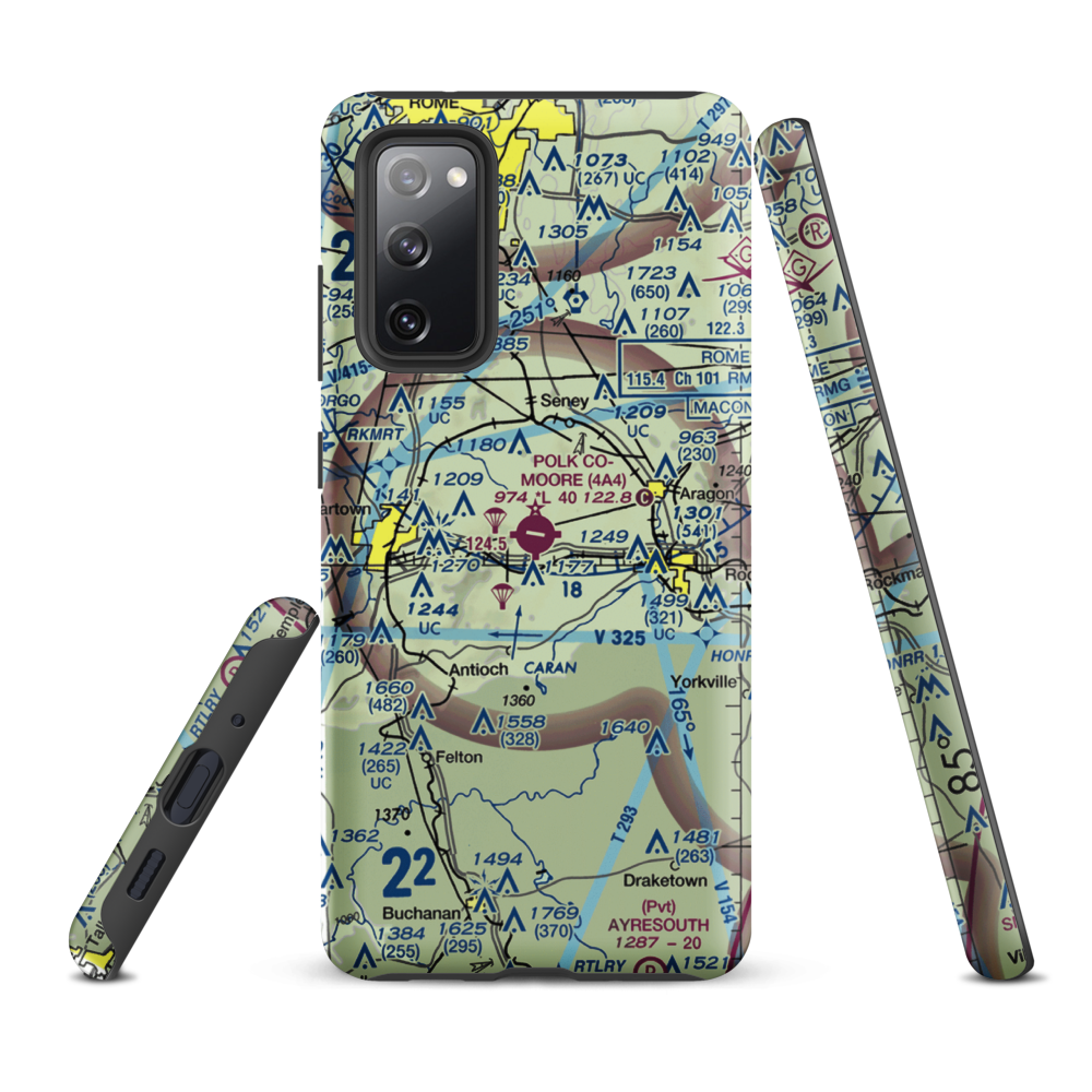 Polk County Airport- Cornelius Moore Field (4A4) VFR Sectional Samsung Phone Case Samsung Galaxy S20 FE model shown